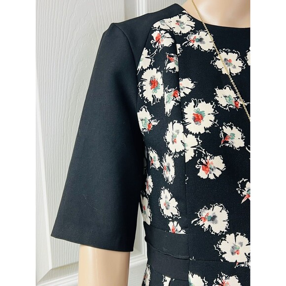 Zara Woman Black Floral Mini Dress Size Medium Career Party Office - Picture 3 of 9